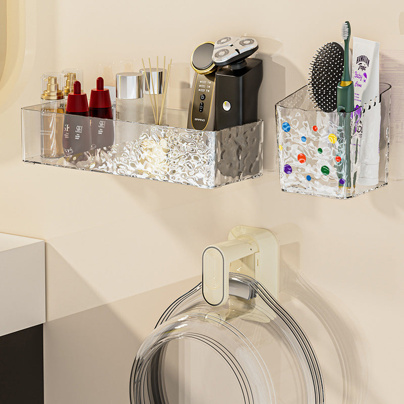 Facial tissue storage box - premium toothpaste, toothbrush, and comb organizer - no-drill shelf for bathroom, kitchen, and general storage