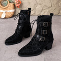 belt buckle mid-calf boots  autumn winternew arrival british style leopard print plus sizeretroboots knight boots