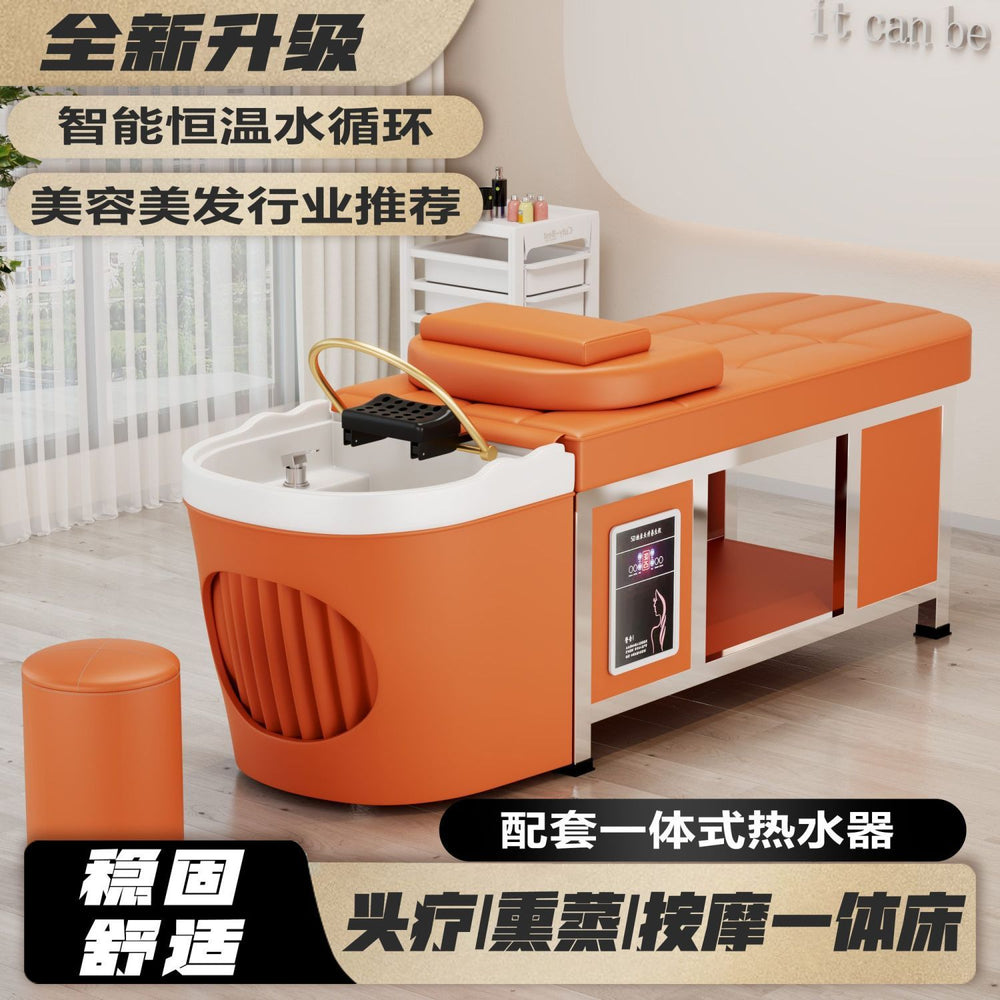 Head therapy shampoo bed hairdressing shop beauty salon special head therapy bed water circulation with water heater fumigation massage all-in-one bed