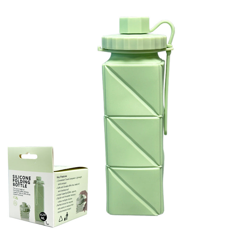 Cross-border new silicone folding water cup sports cycling water cup outdoor portable silicone kettle food grade high temperature resistance