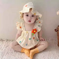 Baby summer romper - adorable baby girl's sleeveless bodysuit - newborn full month celebration princess crawling suit 0194a012
