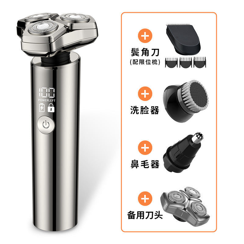 Electric shaver - anti-pinch, washable, digital display, multi-function, magnetic floating triple blade razor with digital display