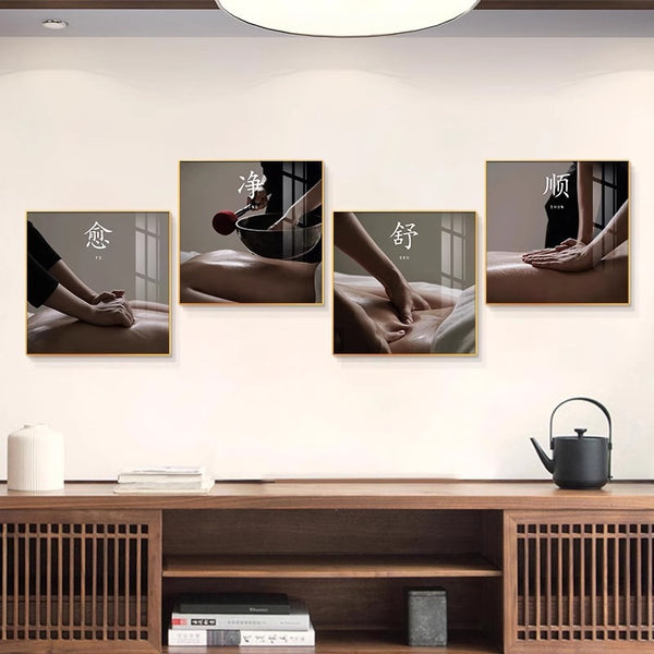 Traditional Chinese medicine culture health center background wall decorative painting beauty salon essential oil beauty treatment hanging painting massage room mural