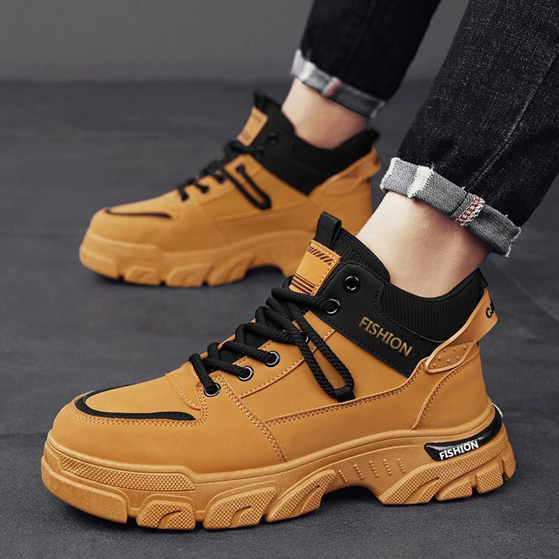 Martin boots men's shoes 2024 new spring non-slipwaterproofabrasion resistantworkwear boots men outdoor high-top sports sneakers