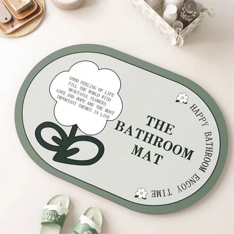 Daisy diatomaceous earth bath mat - absorbent, non-slip, quick-drying floor mat for home bathroom, toilet, and entryway