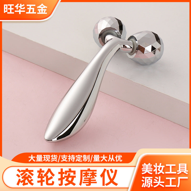 Manufacturer's 3d roller massager, facial lifting and firming v-face beauty massage stick, handheld metal roller massager