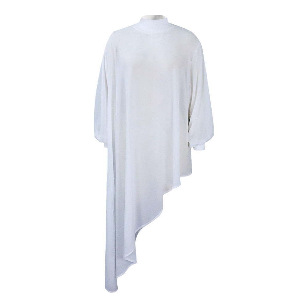 D239   european and american summer chiffon irregular fashion foreign trade plus size women's loose european and american dress