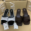 Za2025winter high-heeled shoes bag heel sandals women's small fragrant thick heel fairy casual sandals export low heel sandals