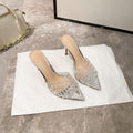 new arrival women's sandals best selling transparent mesh cut out pointed toe high heels stiletto sandals easiest for matchoutwear half drag