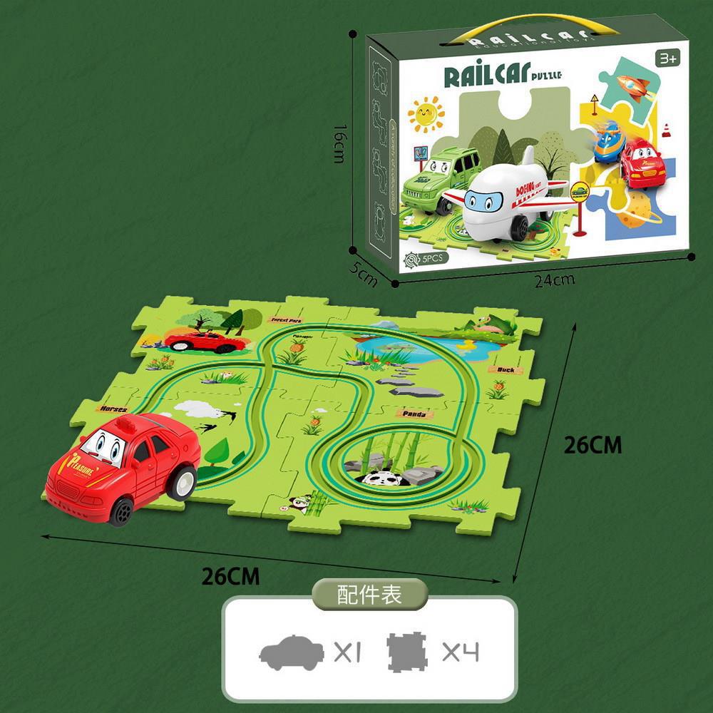 puzzle track car diy free assemble multi-scene map track electric car kids educational toy