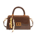 French fashion handbag small square bag women's retro color block leopard print shoulder bag autumn and winter high-end color block crossbody bag