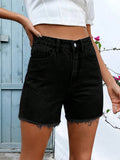 In stock-20666#  cross-border fashion and casual european and american fashion versatile summer elastic raw edge women's denim shorts