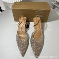 Za new 2024 high heel pointed toe peep-toe pearl embellished pvc back strap open heel fashion sandals for women