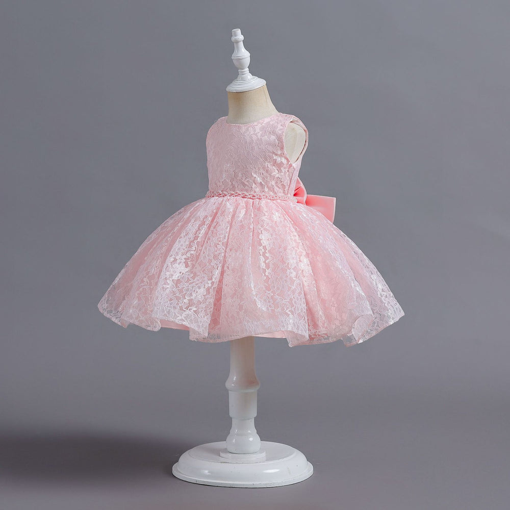 New arrival children's clothing kids dress lace bead chain princess dress baby girl first birthday dress girl dress