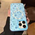Candy color iphone 16 magnetic phone case - light blue cartoon blue cat yarn ball apple 16 cute protective cover