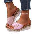 plus size wedge slippers for women  summernew arrival half slippers outwear belt buckle cut out toe lightweight sandals