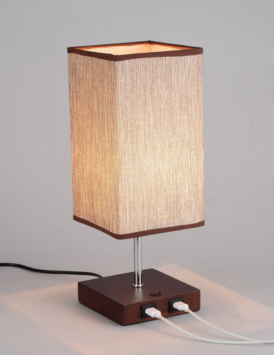 USB charging table lamp wooden base small table lamp  e-commerce  provides E26 zipper lamp holder touch dimming