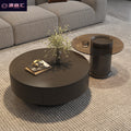 Minimalist sintered stone coffee table - small apartment, modern minimalist, light luxury, high-end round living room table, black, home, trending coffee table