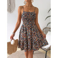 fashion  summer new arrival holiday floral pleated ruffles casual suspender dress for women