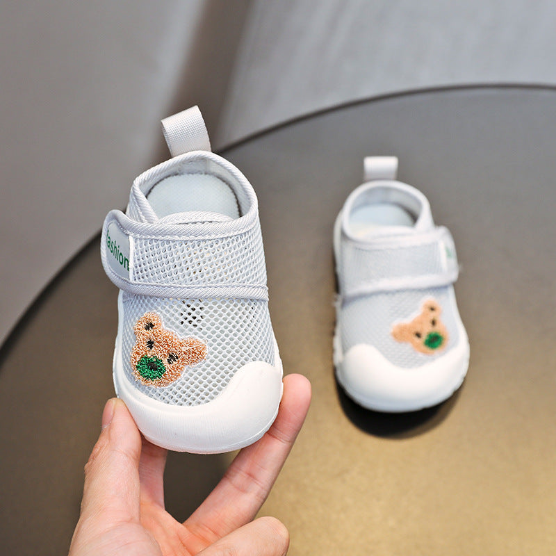 Bear sports soft sole single mesh breathable summer style 1-2 years old male and female baby toddler shoes soft sole baby indoor mesh shoes