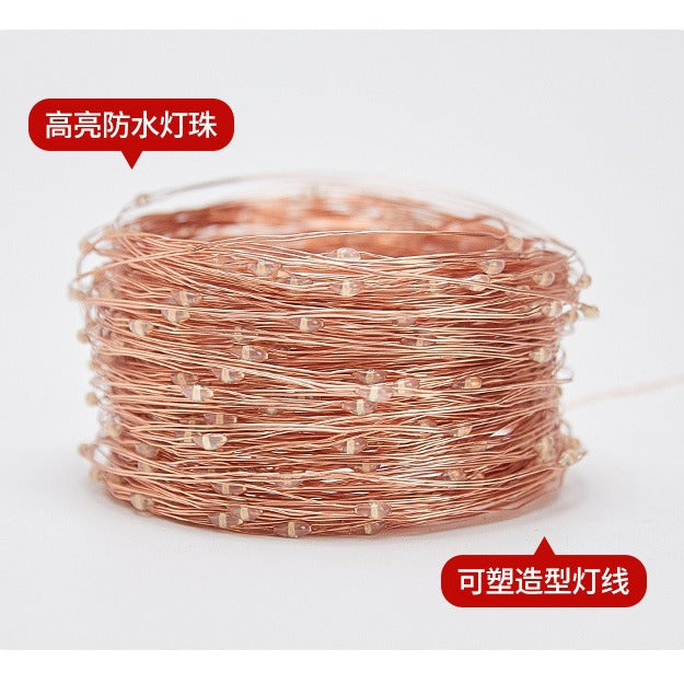 LED solar copper wire light string eight-function outdoor waterproof small colorful light string Christmas atmosphere decorative flash light