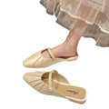 Retroeasiest for match toe half drag pleated half bag slippers women 2025french soft bottom slip-on fairy flats women