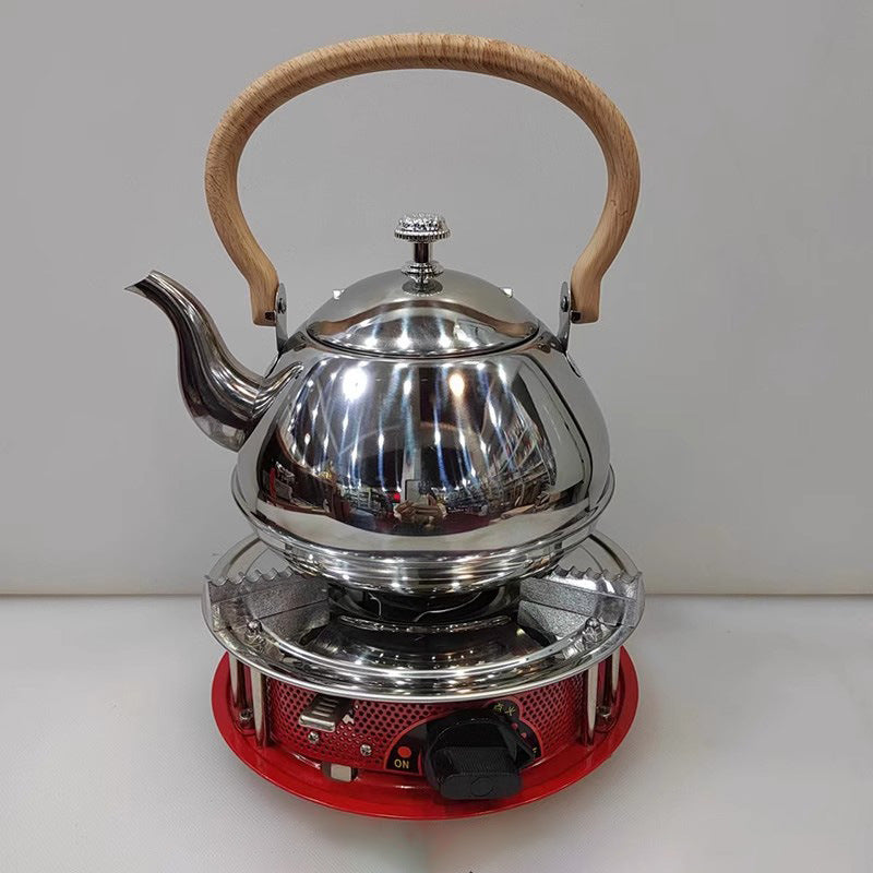 Thickened stainless steel wood grain handle teapot water kettle food grade commercial classic stainless steel teapot cross-border