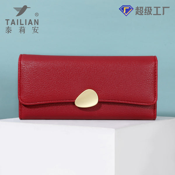 Tailian women's wallet, classic lychee pattern three fold wallet, women's handbag long women's handbag purse