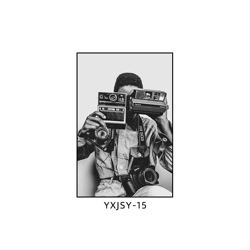 Camera photography Decorative painting Photo studio Black and white industrial style hanging painting Media studio Camera mural