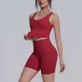 Sexy v-shaped back sports bra high waist hip lifting tight shorts suit quick-drying yoga clothes running fitness clothes