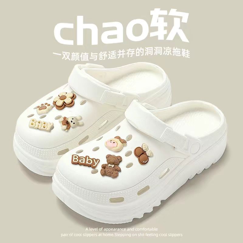 New arrival crocs women's summer 2025 new arrival shit-stepping outwear nurse thick solenon-slip toe cap sandals and slippers for women