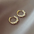 Luxury chic circle pearl earrings - women's fashion minimalist studs, unique design, exquisite jewelry