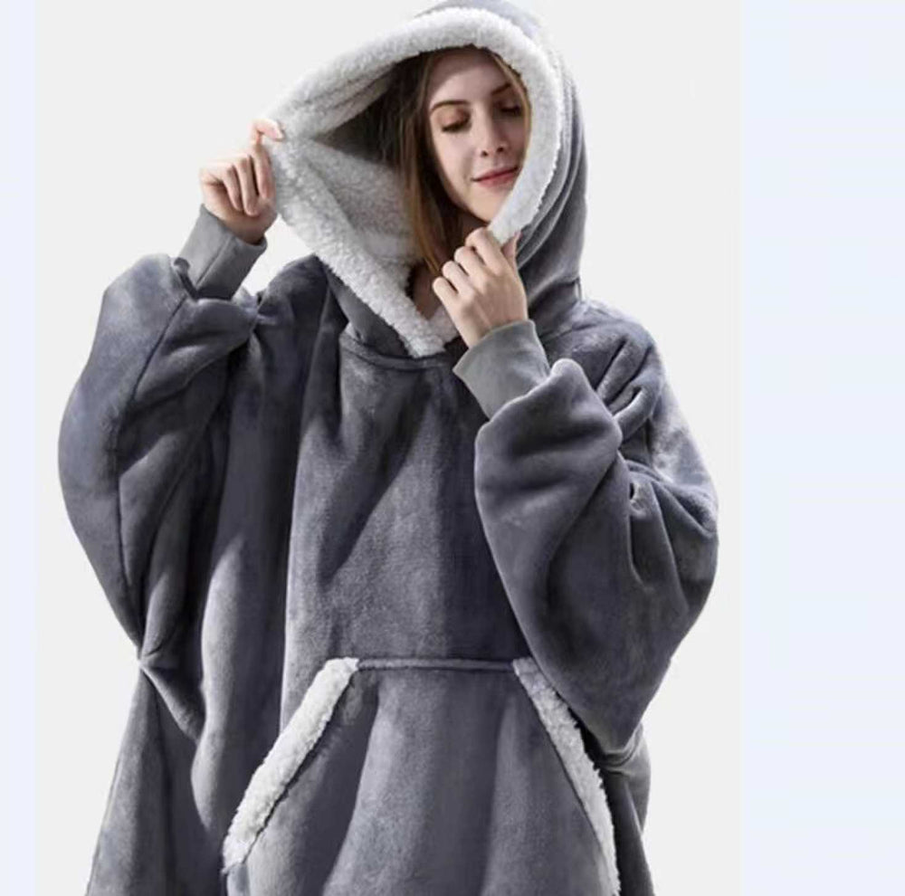 barcode pullover fleece pajamas heattech tv blanket outdoor cold-proof nightgown couple wear sweatshirt fleece heattech