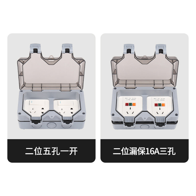 Indoor and outdoor surface socket waterproof box double socket smart toilet integrated battery car charging waterproof socket