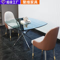 Customizable square tempered glass table for home use - modern minimalist design, ideal for small spaces, meetings, and creative dining