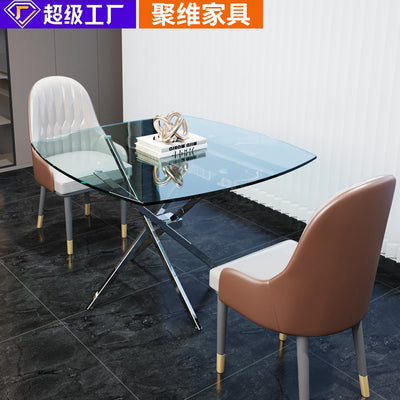 Customizable square tempered glass table for home use - modern minimalist design, ideal for small spaces, meetings, and creative dining