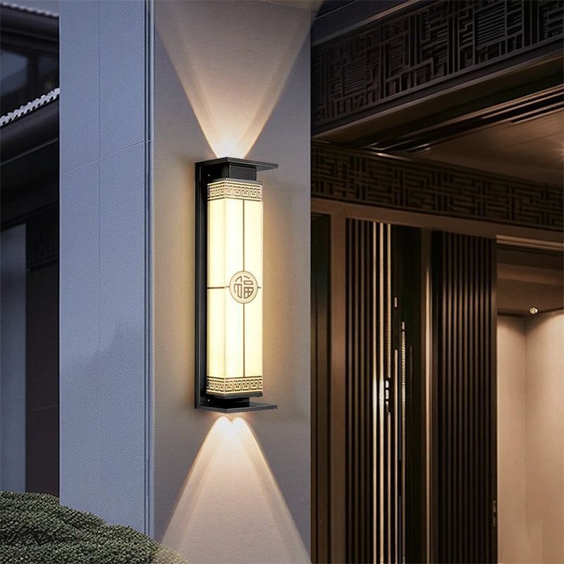 Solar powered waterproof wall light - up & down lighting - chinese style pillar/balcony outdoor garden villa luxury wall sconce