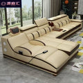 Massage genuine leather sofa italian minimalist living room smart multifunctional sofa 2025 new corner leather sofa