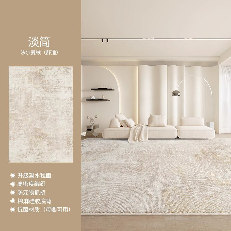 Carpet living room  new bedroom no-wash and wipeable high-end light luxury cream style sofa tea table household floor mat