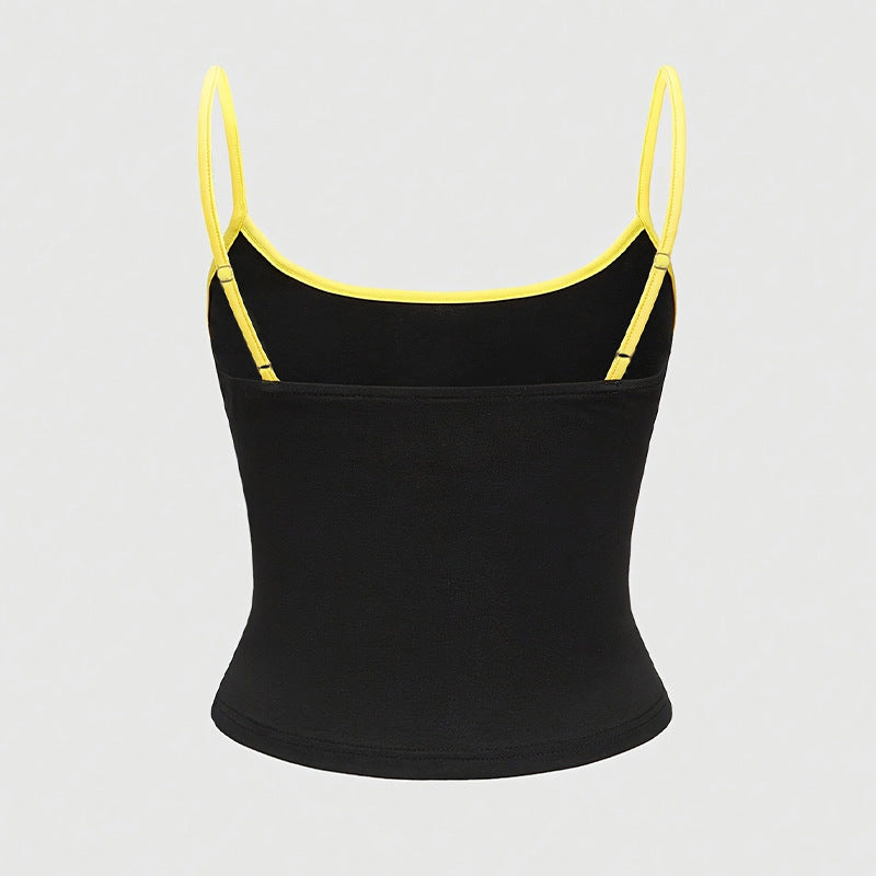 Ruihu  women's clothing 2025 summer  American vacation style small vest suspender top women's backless design