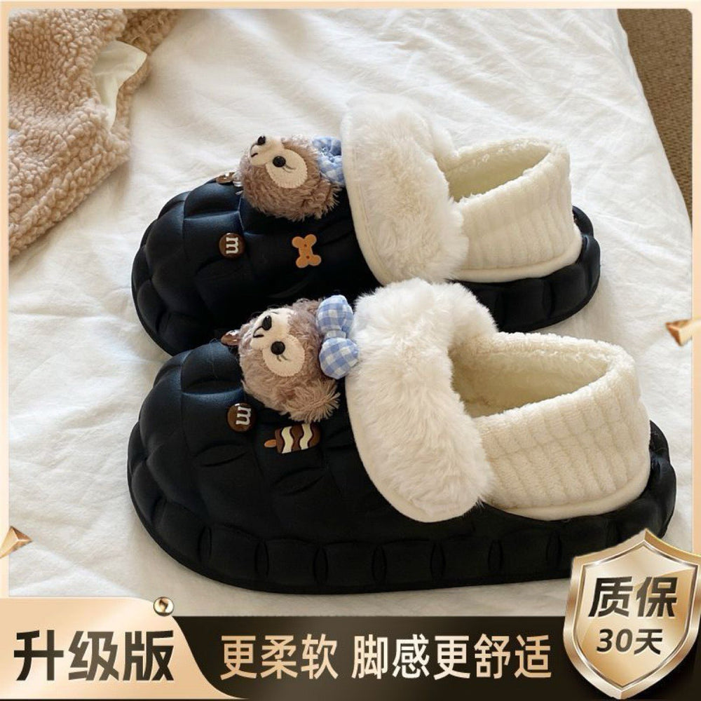 Shirley rose cotton slippers women's winter 2025 new arrivaloutwearthick soleheattechfleece-lined indoor home non-slip baotou cotton shoes