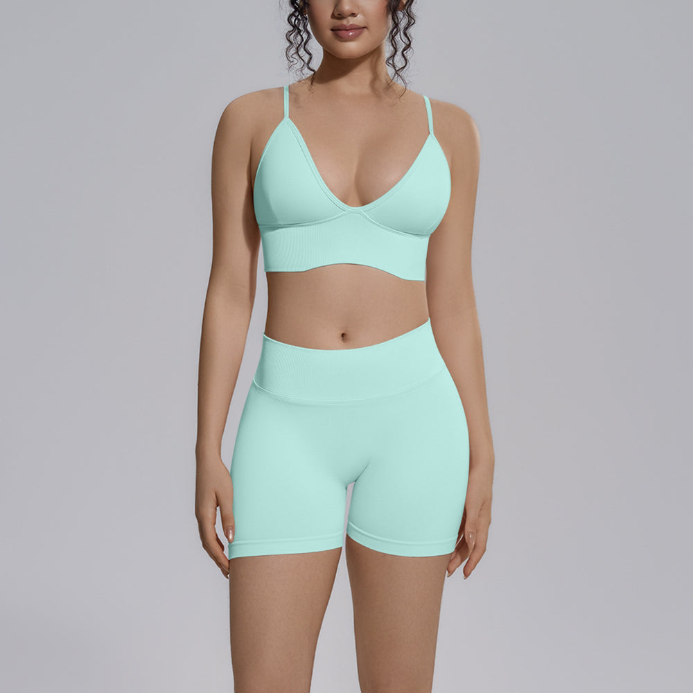 Camisole backless sports bra seamless yoga set quick-dry tight butt-lifting shorts outfit quick-dry running fitness apparel