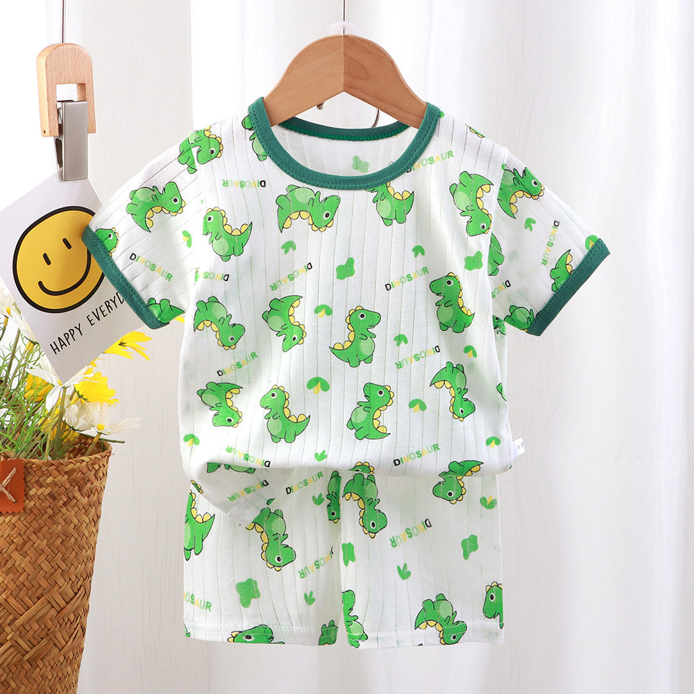 New summer children's loungewear set: lightweight casual cotton pajamas for boys and girls - perfect for air conditioning. two-piece set