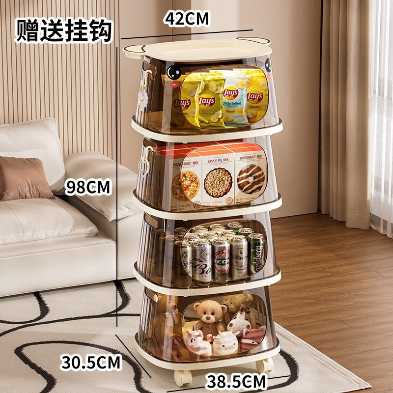 Household multifunctional trolley Children's snacks Shelf with wheels Movable creative multi-layer storage box Locker