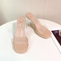High-heeled slippers for women 2025summernew arrival one-piece pvcoutwearfashion crystal heel slippersladies