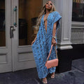European and american style loose denim jumpsuit -  cross-border women's sexy deep v ripped wide leg overalls