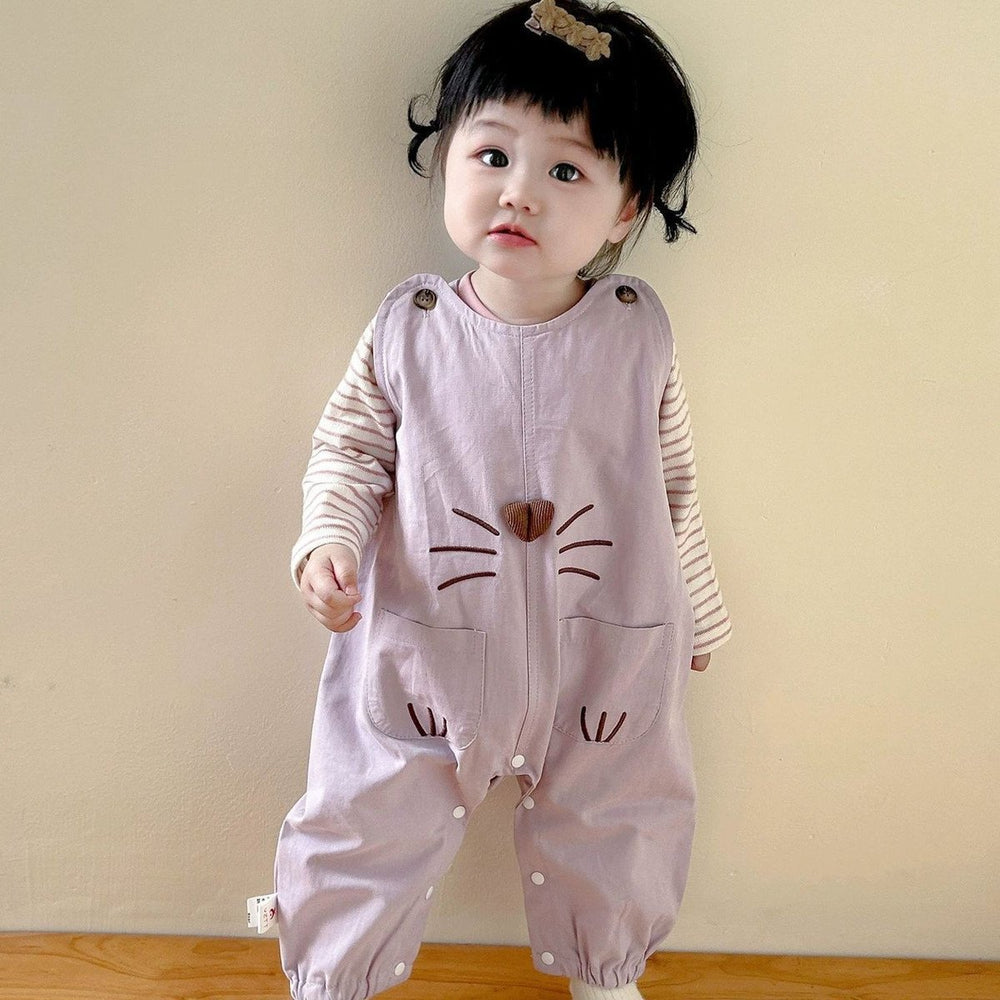 Spring and autumn overalls two-piece set baby onesie small month-old baby suit cute girl autum clothes