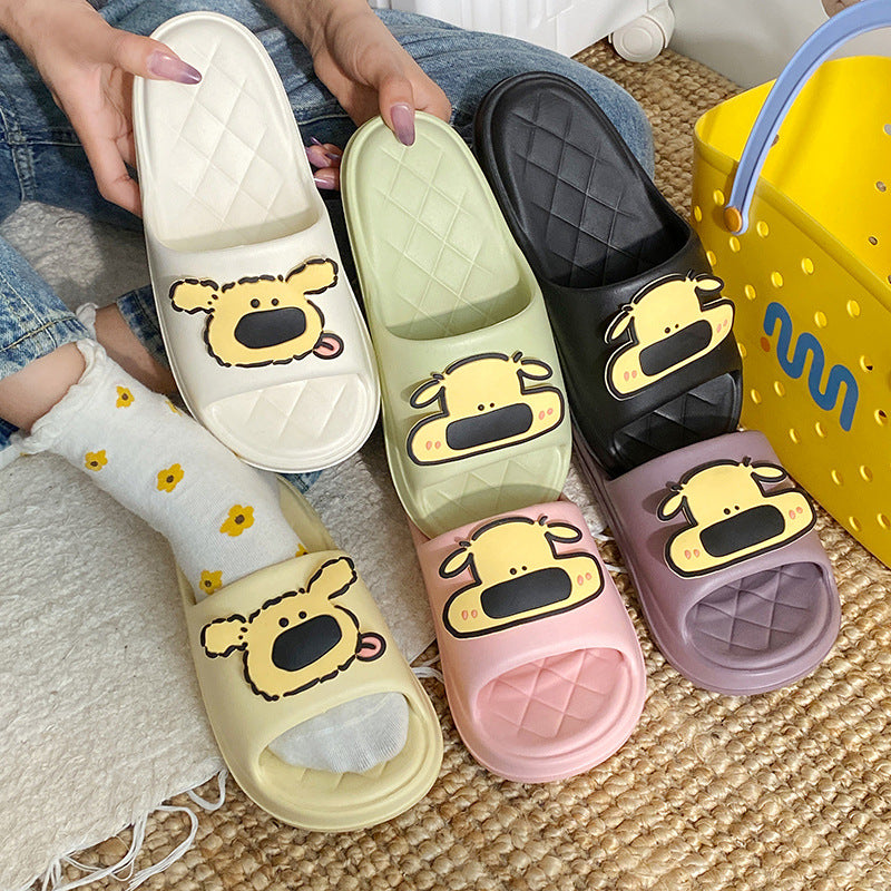 New arrivalcute cartoon dog poop feeling eva sandals thick soft bottom couple flip-flops all year roundoutwear slippers