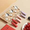 Heart-shaped ceramic stainless steel fork and spoon set - high-temperature underglaze decoration - wedding & celebration dinnerware - wholesale