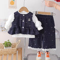 Girls' outfit set  new spring/autumn style - trendy and chic kids' spring collection - baby's little chic vest three-piece set - fashionable